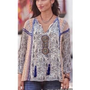 Sundance Multicolor Medallion Boho Small Blouse Cottagecore Hippie Fairy Phoebe